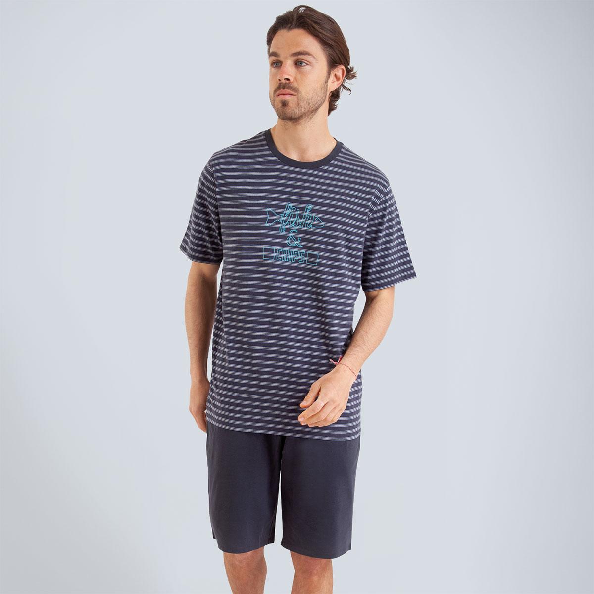 Pyjama court homme Rayures Fish & Chips Athena