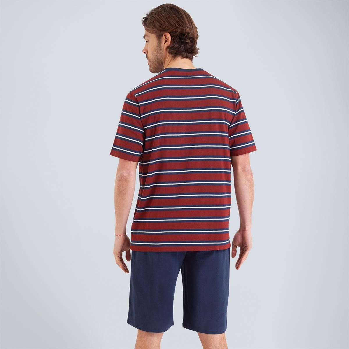 Pyjama court col V homme Rayures Cap Horn Athena