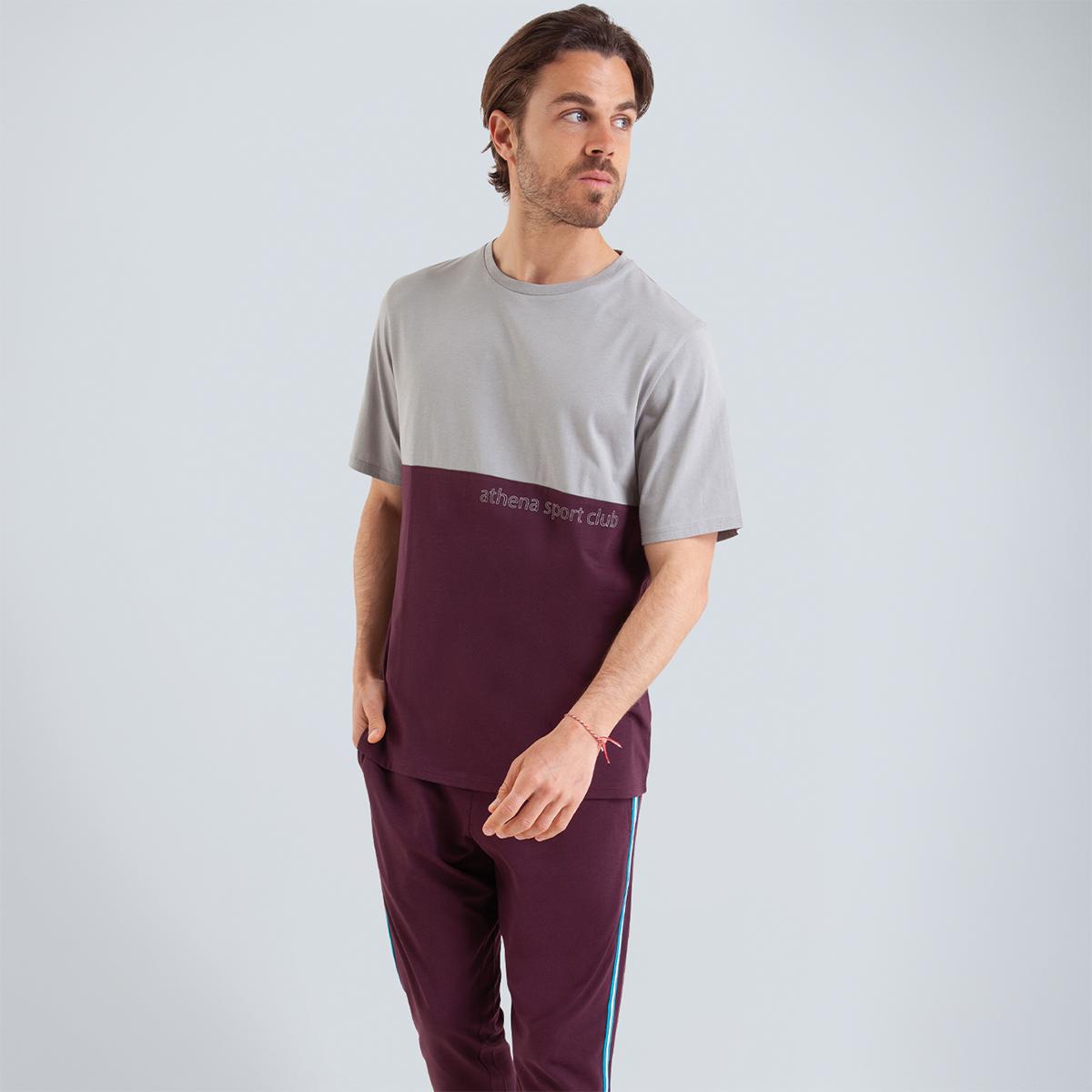 Pyjama long manches courtes col rond homme Club Athena