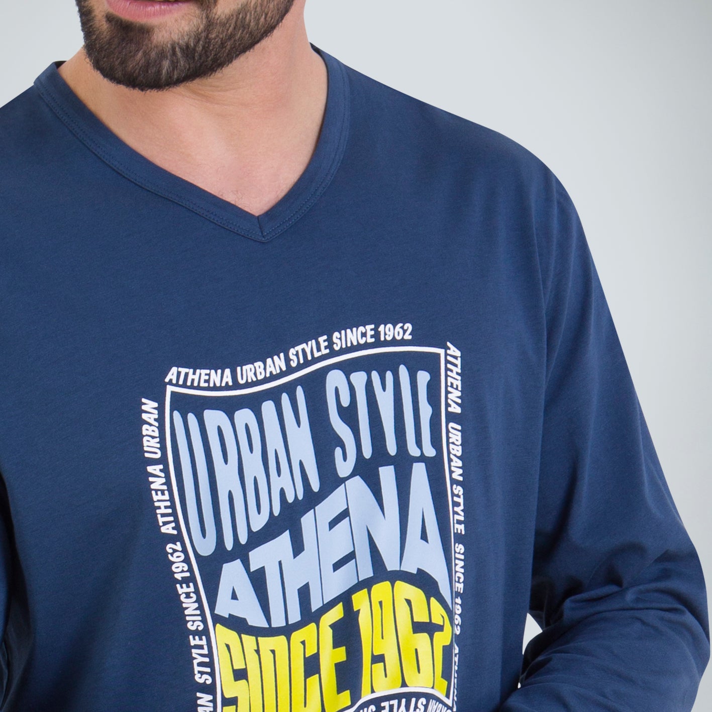 Pyjama long col V homme Ecopack Sérigraphie Athena