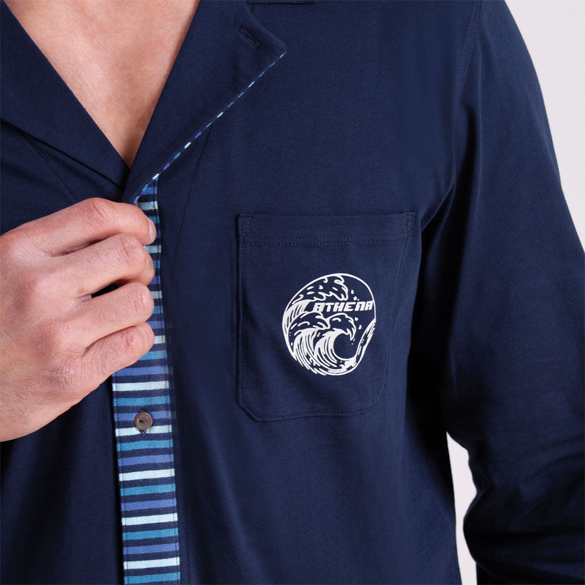 Pyjama long ouvert homme Rayures Waves Athena