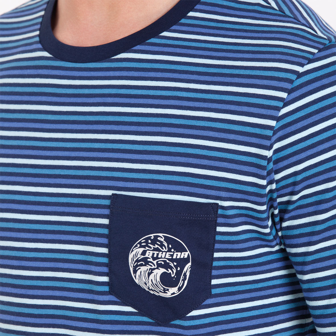 Pyjama court col rond homme Rayures Waves Athena