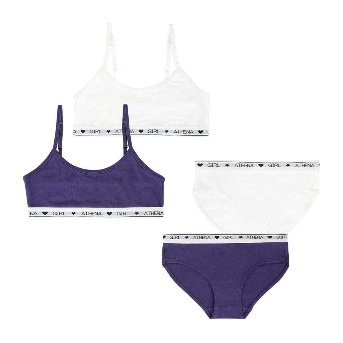 Lot de 2 ensembles brassières et slips fille Coton Ultra Doux Athena