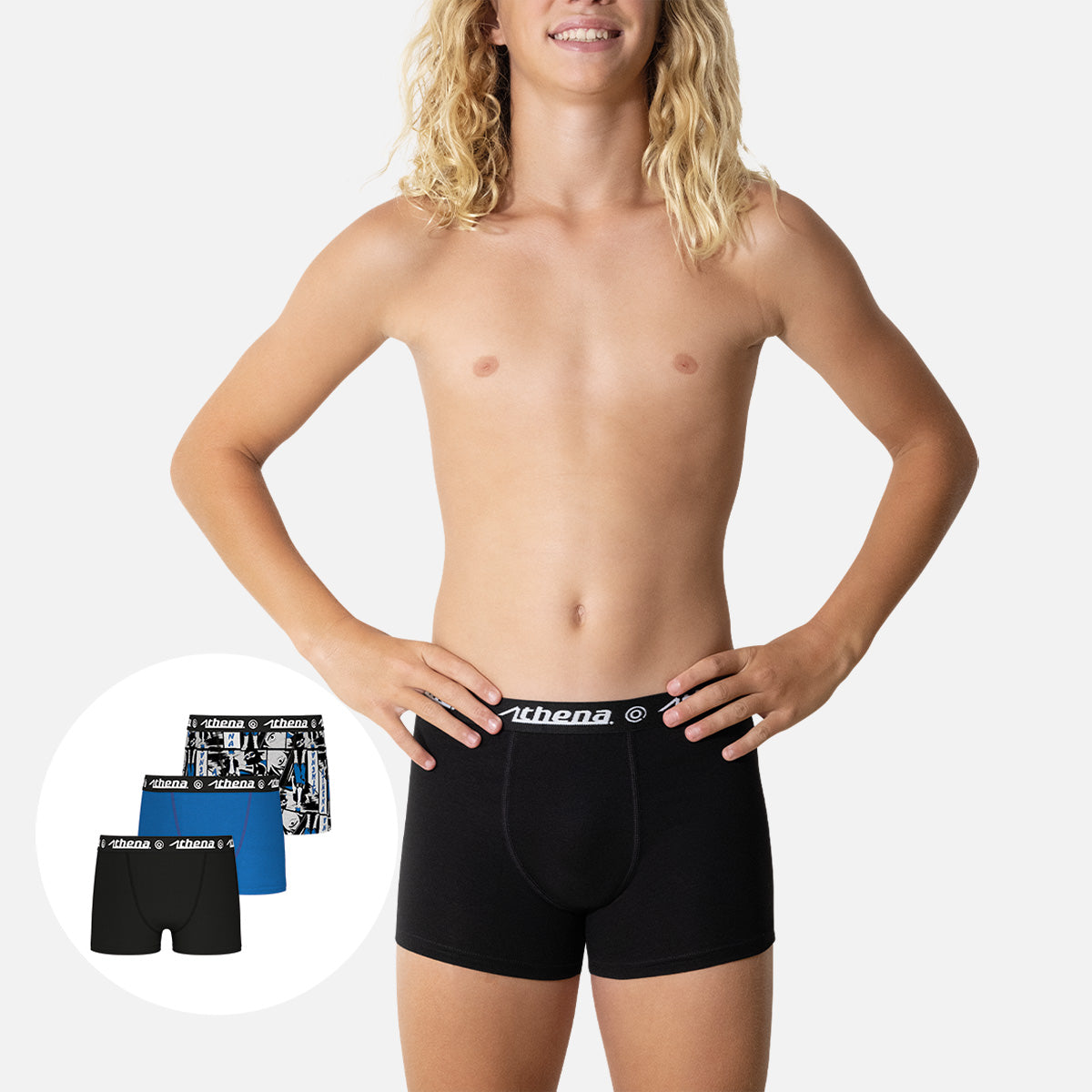 Lot de 3 boxers garçon Ecopack Trio Pop Athena