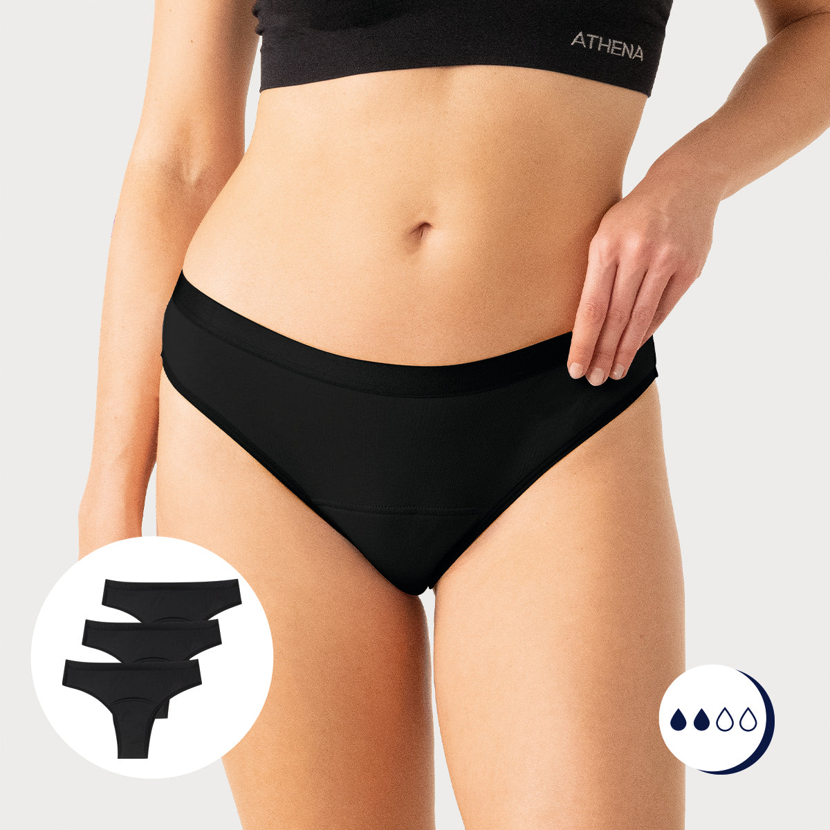 Lot de 3 tangas menstruels femme Athena