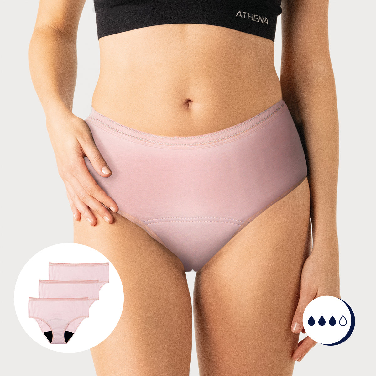 Lot de 3 culottes menstruelles taille haute femme Athena