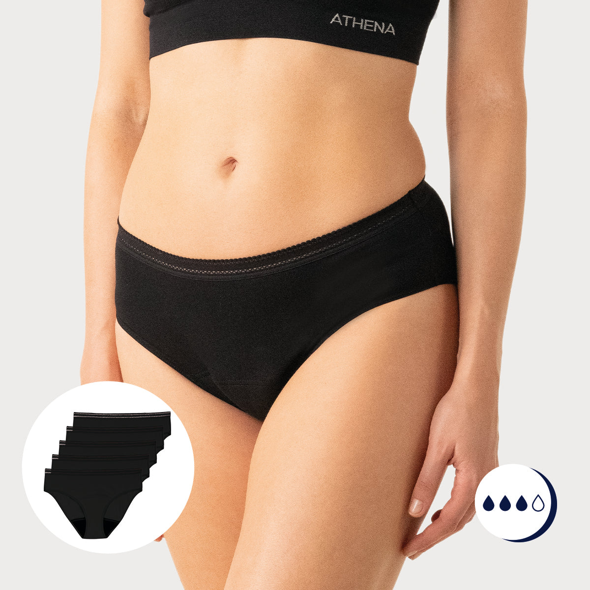 Lot de 5 culottes menstruelles femme Athena