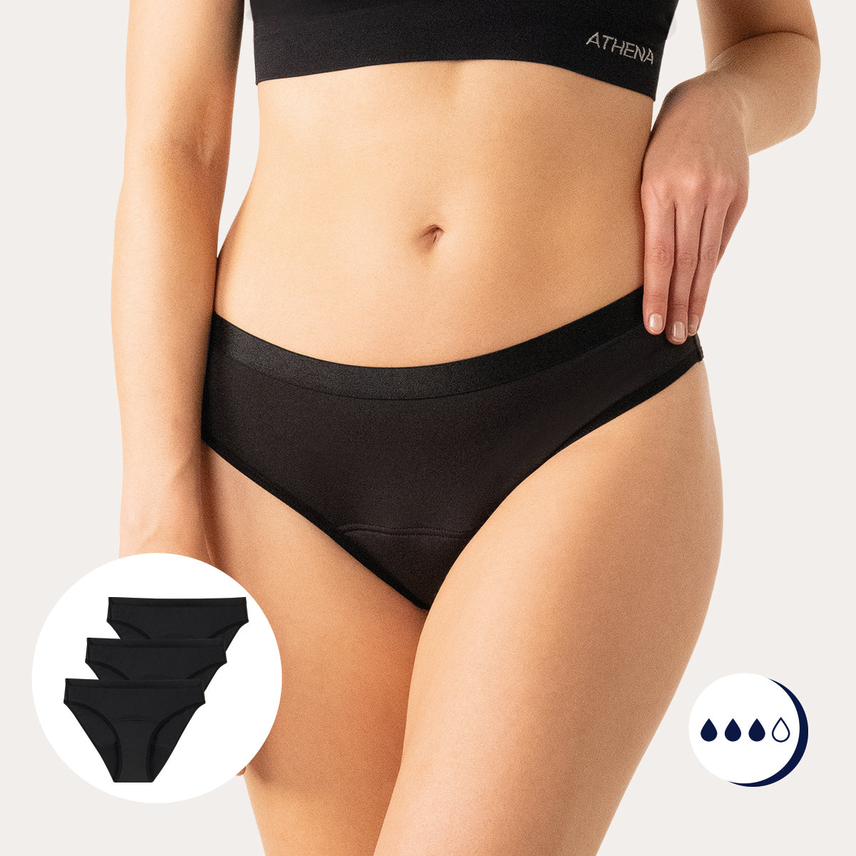 Lot de 3 culottes menstruelles femme Athena