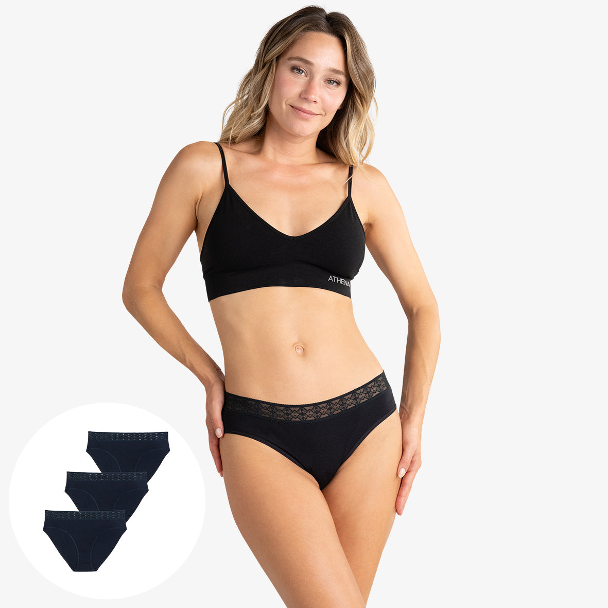 Lot de 3 slips femme Trio Dentelle Athena