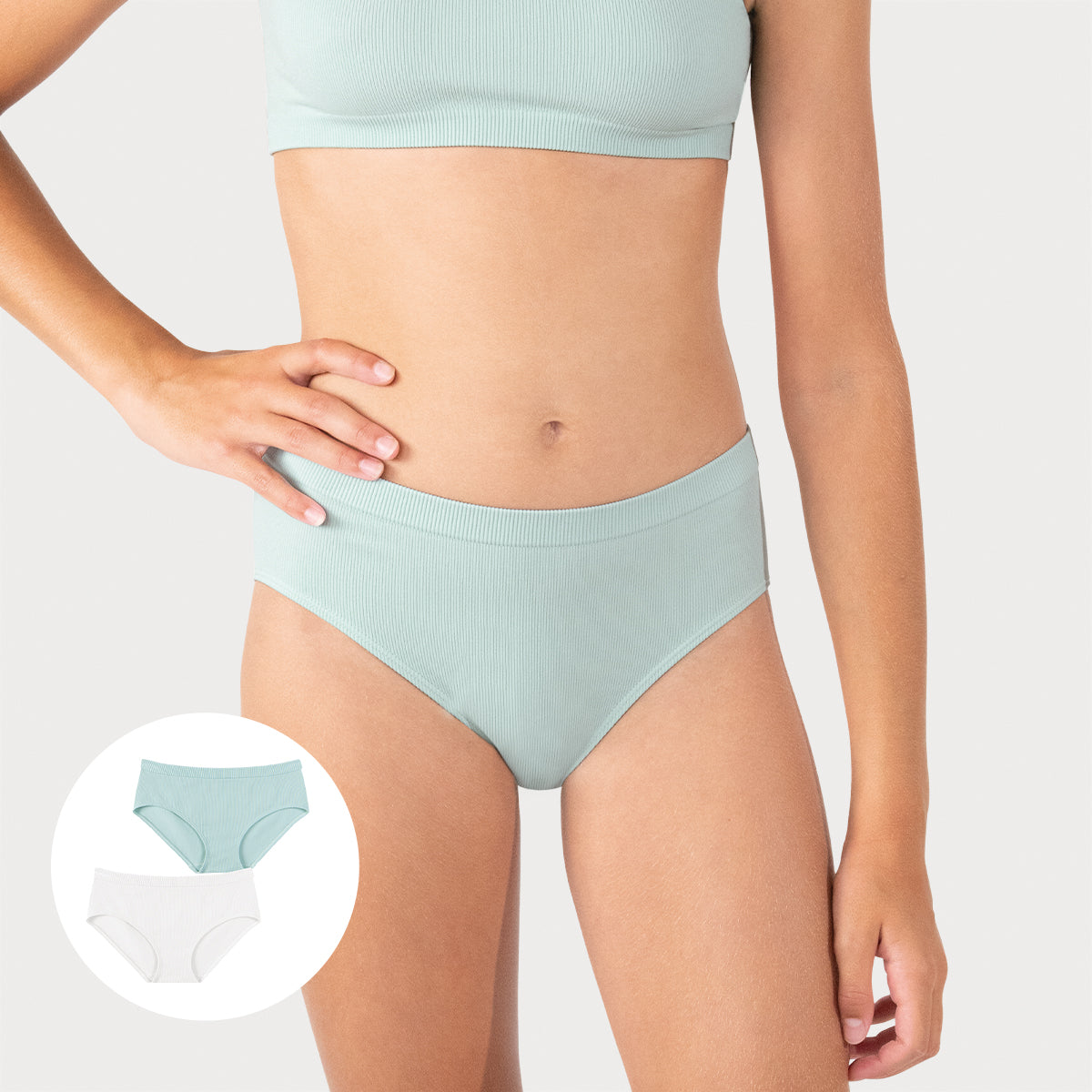 Lot de 2 slips fille sans couture côtelés Athena