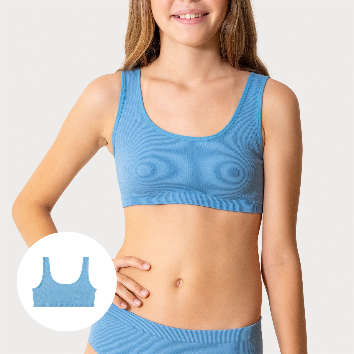 Brassière fille sans couture côtelée Athena