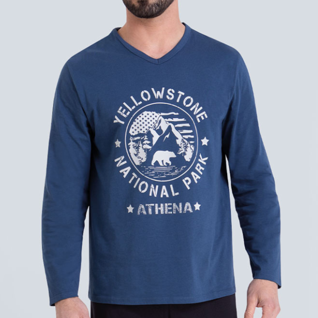 Pyjama long col V homme Ecopack Athena