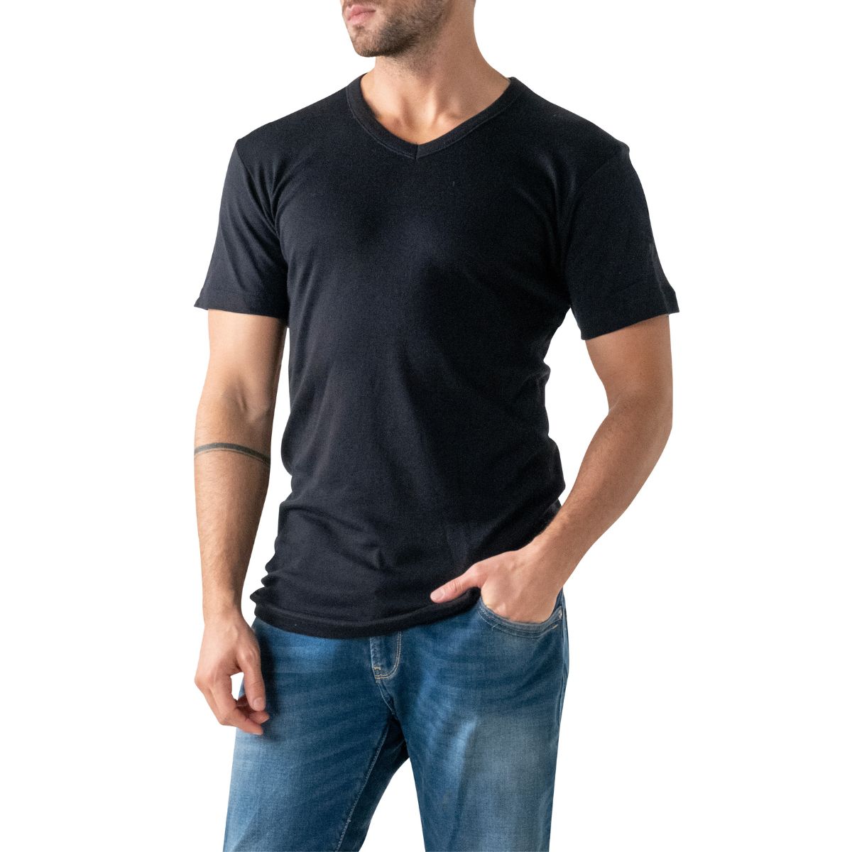 Lot de 2 Tee shirts col V homme coton issu de l'agriculture biologique Athena
